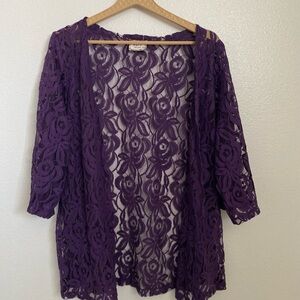 Elegant Purple Lace Cardigan
